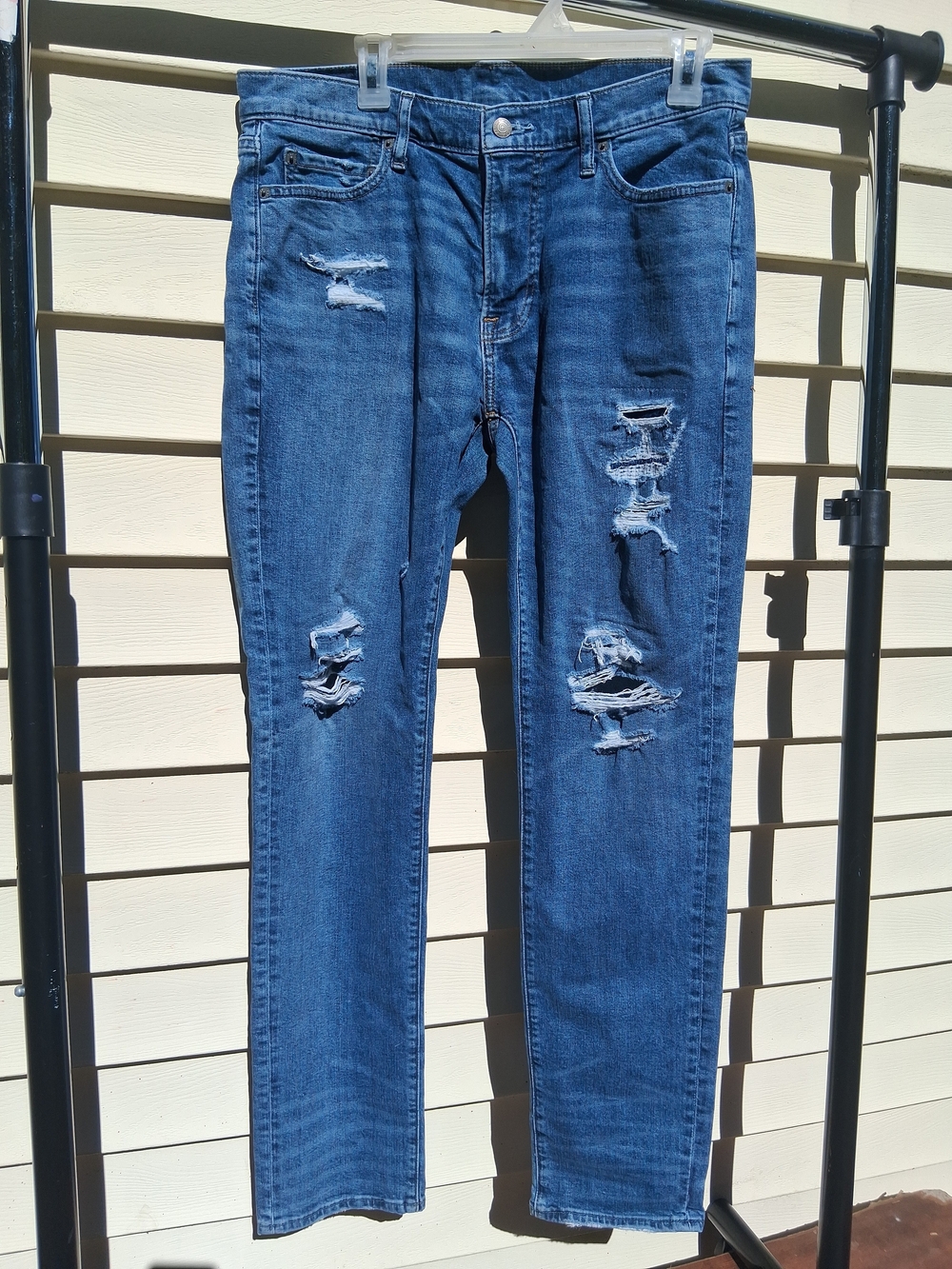 Abercrombie & Fitch Men's Stretch Langdon Skinny Distressed Jeans 33x32 Med Wash